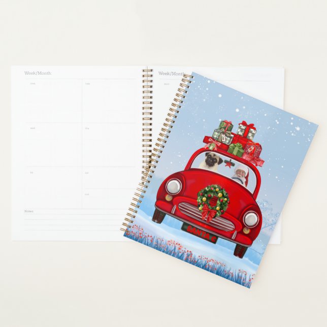 Carlin Chien En Voiture Avec Le Père Noël (Devant avec enveloppe)