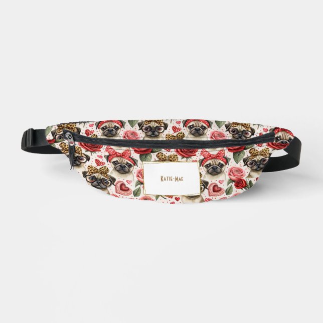 Carlin Coquette moderne Motif de chien Personnalis (Recto)