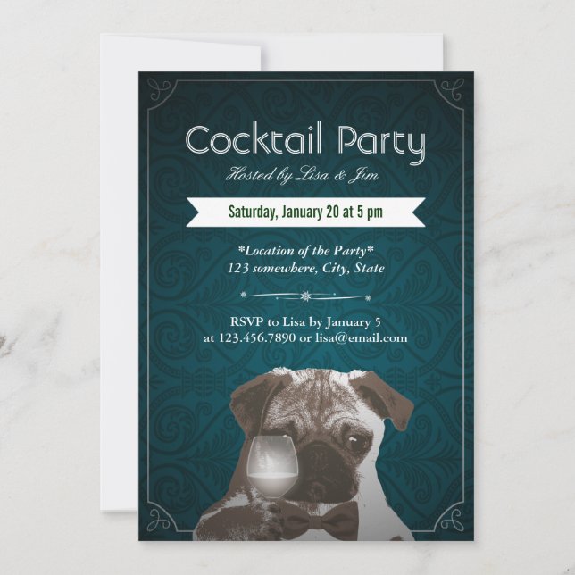 Carlin Damas turquoise & Vin Cocktail Invitations (Devant)