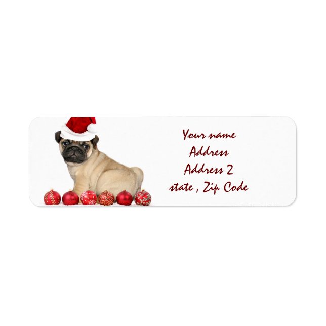 Carlin de Noël étiquettes de adresse de chien (Devant)