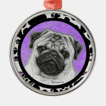 Carlin Dog Art ornement de Noël par Glenda Harlan