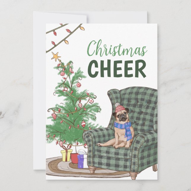 Carlin Festif Noël Voeux de Noël Carte de vacances (Devant)