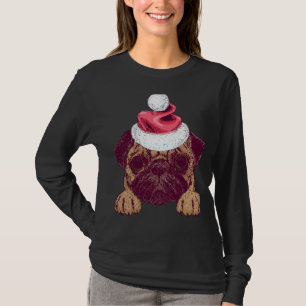 Carlin mignon dans un T-shirt classique de Noël Sa