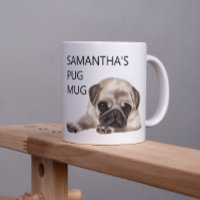 Carlin Mug Monogramme Nom Aquarelle chien