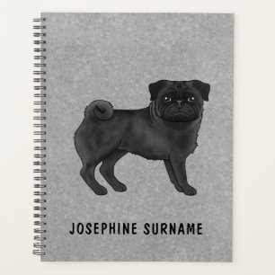 Carlin noir Chien mignonne Cartoon Mops illustrati