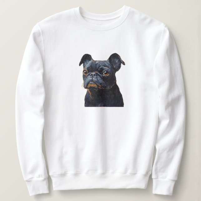 Carlin noir mignon Sweatshirt d'art de chien - Ama (Design devant)