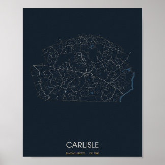 Carlisle Massachusetts Straßenkarte Poster (Nacht)