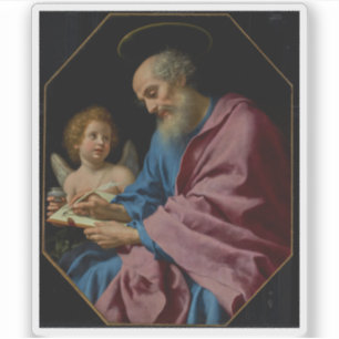 Carlo Dolci - Saint Matthew schreibt sein Evangeli Aufkleber
