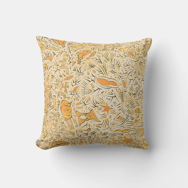 Carlos Abstrakt Gold Black and Yellow Dee Flouton Kissen (Vorderseite)