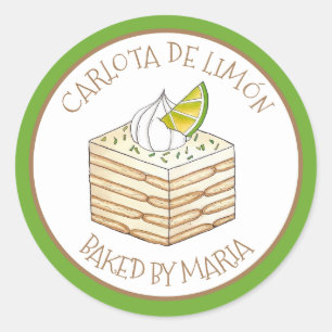 Carlota de Limón mexikanischer Kuchen, hausgemacht Runder Aufkleber