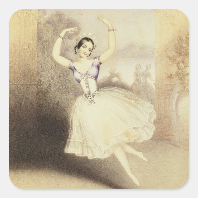 Carlotta Grisi (1819-99) im Ballett des Peri Quadratischer Aufkleber (Vorderseite)