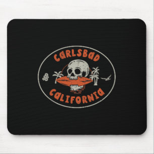 Carlsbad California Ca Skull Surf Tattoo Front &am Mousepad