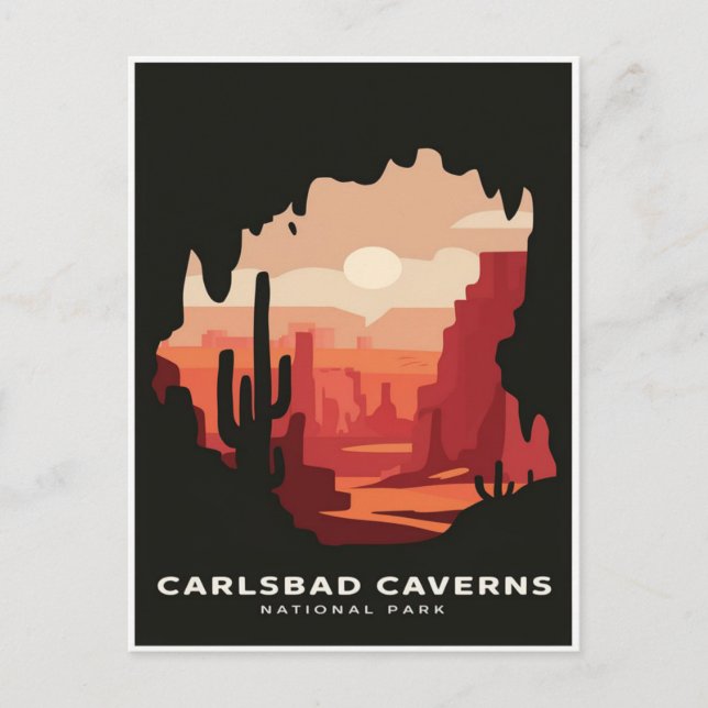 Carlsbad Caverne Nationalpark Retro Travel Postkarte (Vorderseite)
