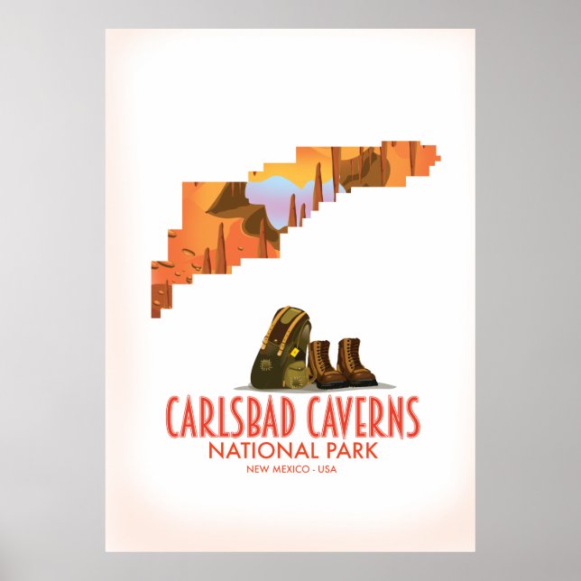 Carlsbad caverns national park new mexico map poster (Vorne)