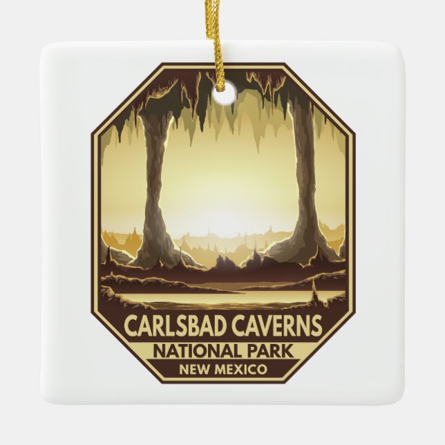 Carlsbad Caverns Nationalpark Retro Emblem Keramikornament (Vorderseite)