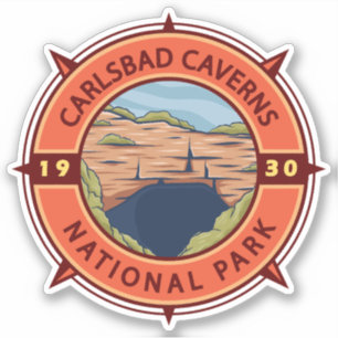Carlsbad Caverns Nationalpark Retro Kompass Aufkleber