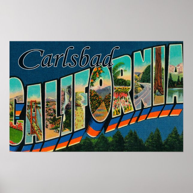 Carlsbad, Kalifornien - Große Briefmarkenszenen Poster (Vorne)