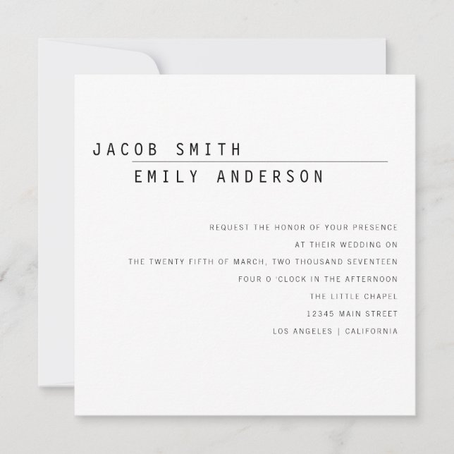 Carly Modern Wedding Einladung (Vorderseite)