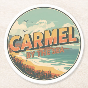 Carmel am Meer Strand Kalifornien Pazifikküste Runder Pappuntersetzer