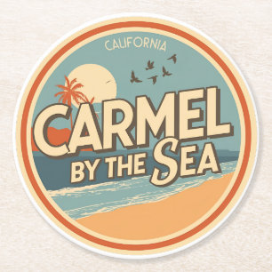 Carmel am Meer Strand Kalifornien Pazifikküste Runder Pappuntersetzer