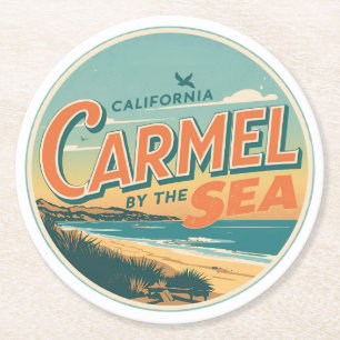 Carmel am Meer Strand Kalifornien Pazifikküste Runder Pappuntersetzer