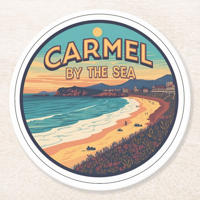 Carmel by the sea beach california pacific coast runder pappuntersetzer (Vorderseite)