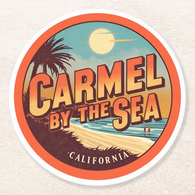Carmel by the sea beach california pacific coast runder pappuntersetzer (Vorderseite)