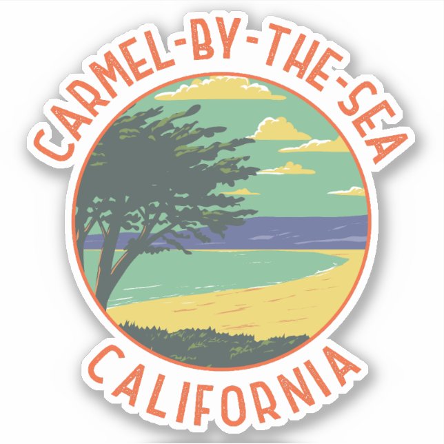 Carmel-by-the-Sea California Retro gestört Aufkleber (Vorderseite)