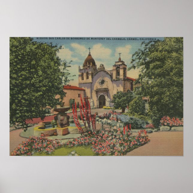 Carmel, CA - Mission San Carlos De Borromeo Poster (Vorne)