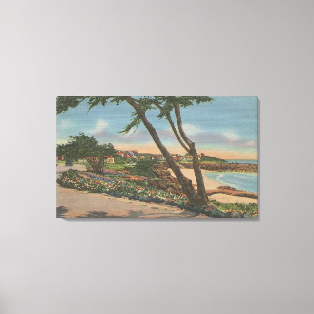 Carmel, CA - Zuhause entlang der Küste Leinwanddruck (Vorderseite)
