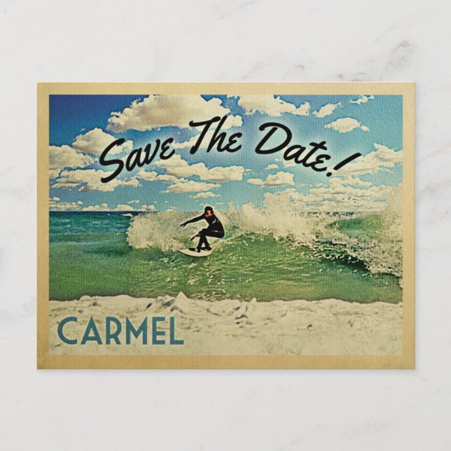 Carmel Save the Date California Surf Ankündigungspostkarte (Vorderseite)