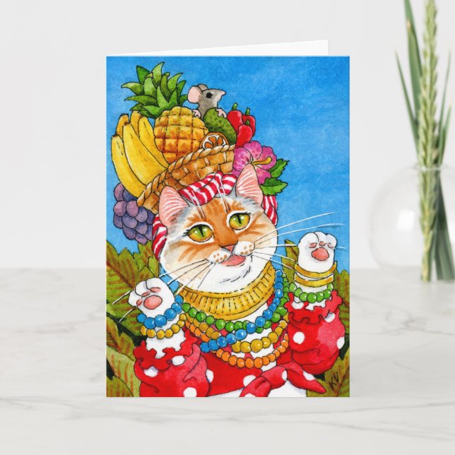 Carmen Miranda Cat Geburtstagskarte Karte (Vorderseite)