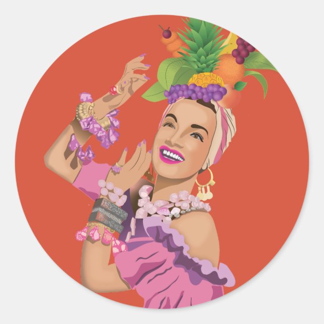 Carmen Miranda Runder Aufkleber (Vorderseite)