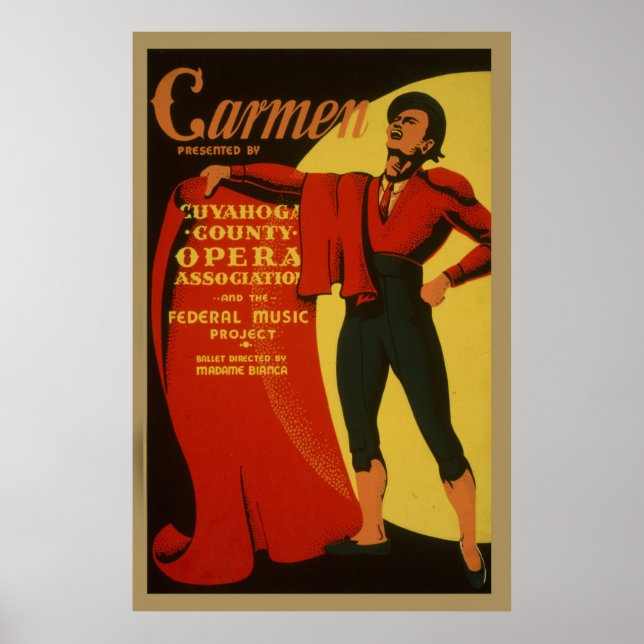 Carmen Opera Bundesstaatlich Music Project WPA Vin Poster (Vorne)