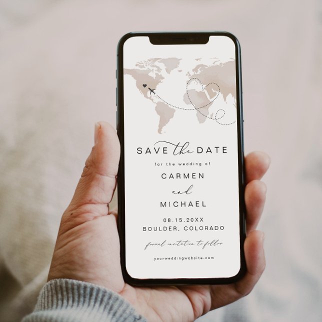 CARMEN Reiseziel Cream Karte Save the Date (Von Creator hochgeladen)