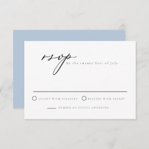 CARMEN Script minimaliste Dusty Blue carte RSVP