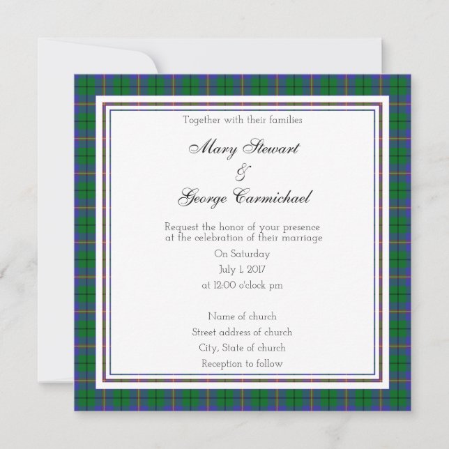 Carmichael Scottish Wedding Square Einladung (Vorderseite)