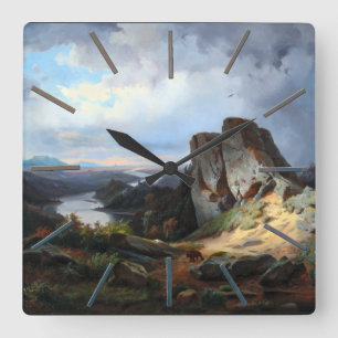 Carmiencke - Western Landschaftsbär Quadratische Wanduhr