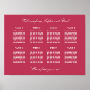 Carmine Magenta 8 Tischkarten Poster