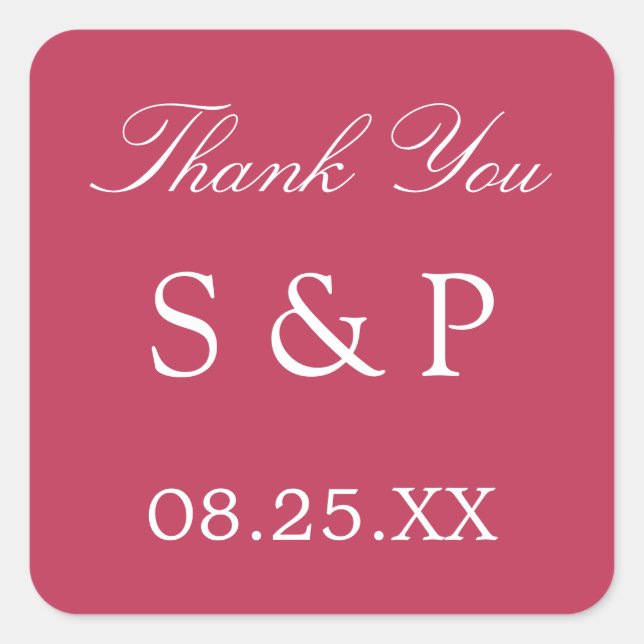 Carmine Magenta Wedding Favor Sticker Merci (Devant)
