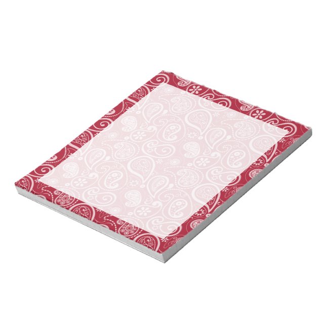 Carmine Red Paisley Notizblock (Rotiert)