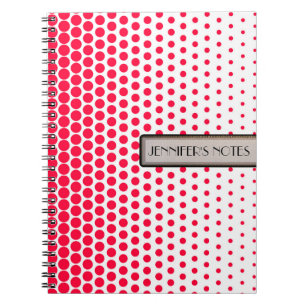 Carmine Red Polka Dot Elegant Modernes White Notizblock