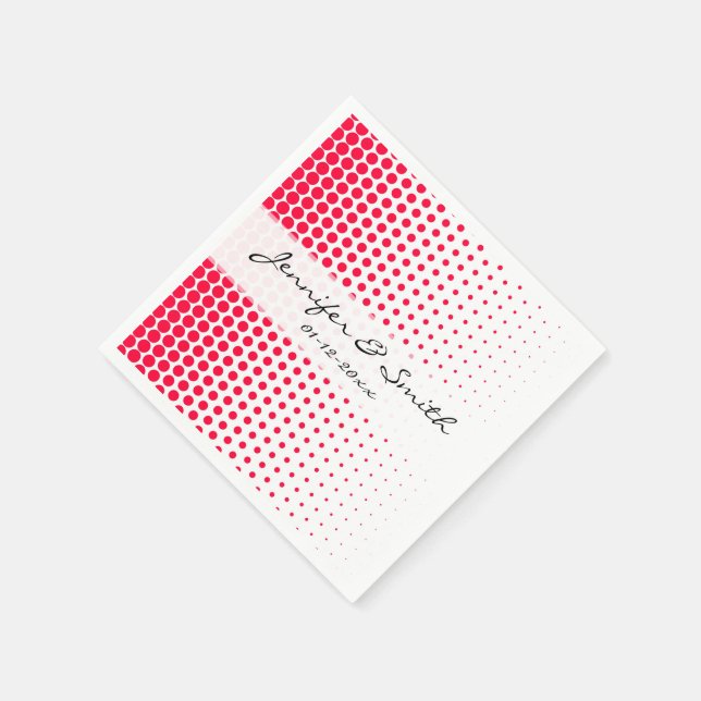 Carmine Red Polka Dot Modern White Serviette (Ecke)