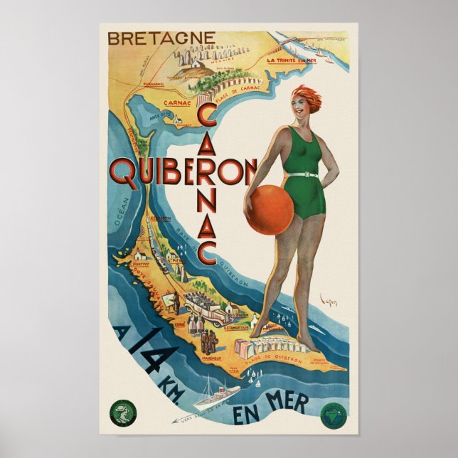 Carnac - Quiberon France Poster vintage 1930 (Devant)