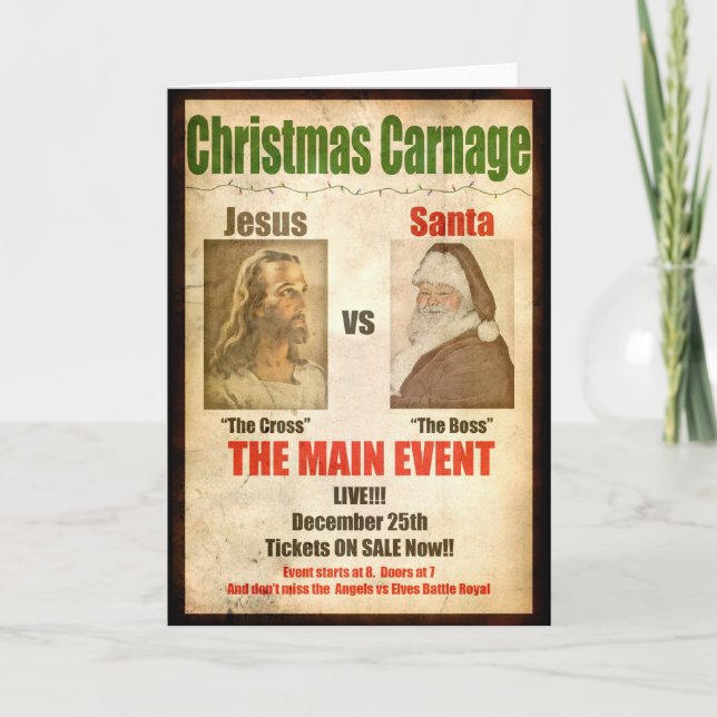 Carnage de Noël Carte Jesus vs Père Noël (Devant)