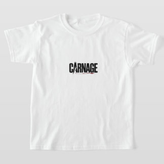"Carnage – Scharfe Typografie Bluttropfen Grafik" T-Shirt