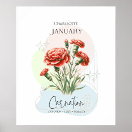 Carnation Birth Blume Januar Poster