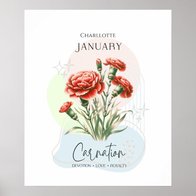 Carnation Birth Blume Januar Poster (Vorne)
