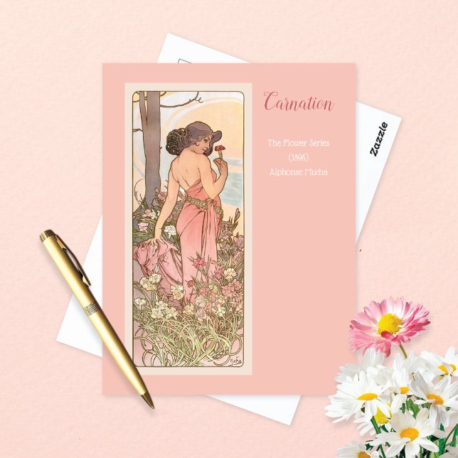 Carnation Blume Series Alphonse Mucha Postkarte (Von Creator hochgeladen)
