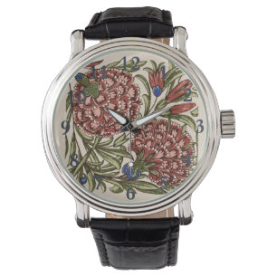 Carnation Blume Tile Antique Rustikale Kunst Armbanduhr